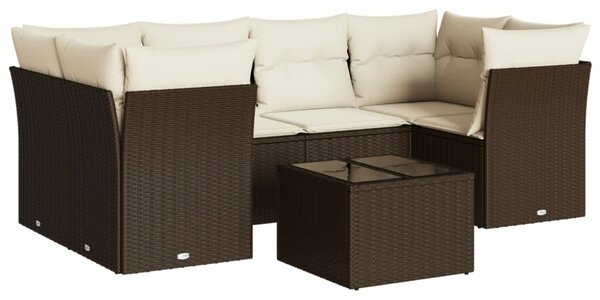 VidaXL 7 részes barna polyrattan kerti ülőgarnitúra párnákkal