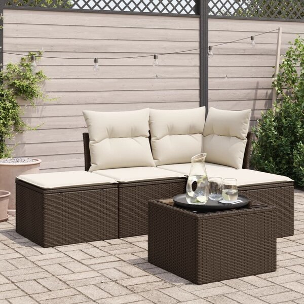 VidaXL 5 részes barna polyrattan kerti ülőgarnitúra párnával