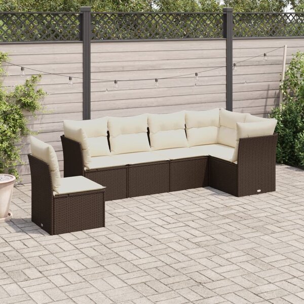 VidaXL 7 részes barna polyrattan kerti ülőgarnitúra párnákkal