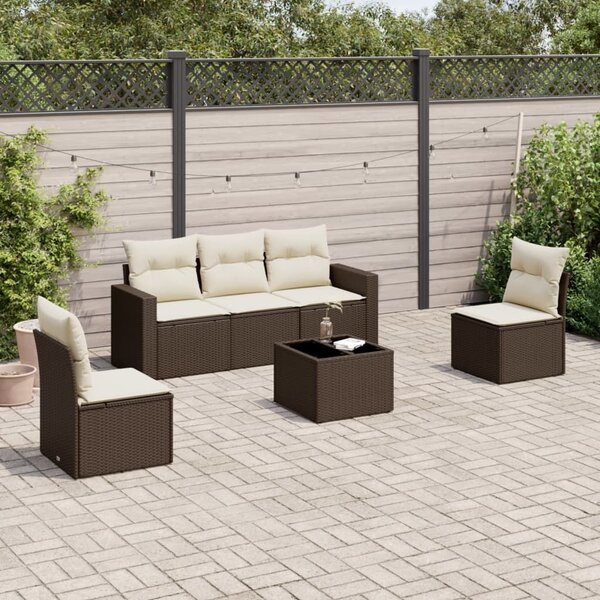 VidaXL 6 részes barna polyrattan kerti ülőgarnitúra párnával