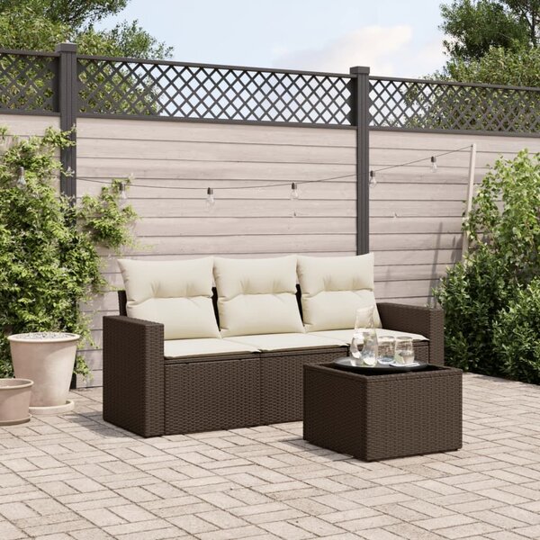 VidaXL 4 részes barna polyrattan kerti ülőgarnitúra párnákkal