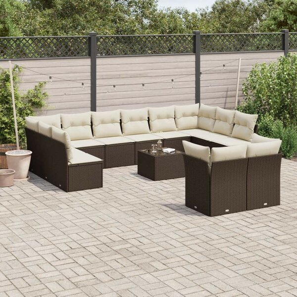 VidaXL 13 részes barna polyrattan kerti ülőgarnitúra párnákkal