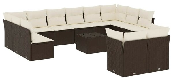 VidaXL 13 részes barna polyrattan kerti ülőgarnitúra párnákkal