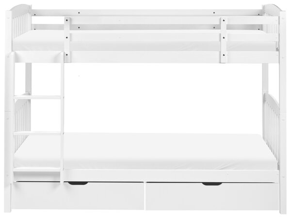 Emeletes ágy fiókokkal REVIN Fenyő Fehér 90 x 200 cm
