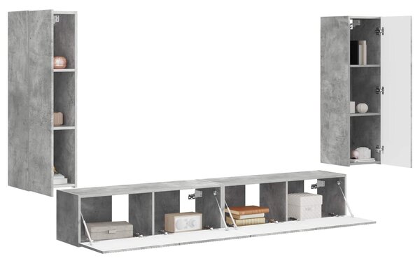 VidaXL TV falit kabinet szett 4 pcs Beton Szürke Faanyag
