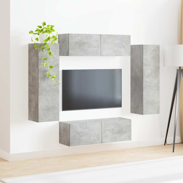 VidaXL TV falit kabinet szett 4 pcs Beton Szürke Faanyag