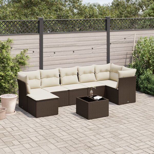 VidaXL 8 részes barna polyrattan kerti ülőgarnitúra párnákkal