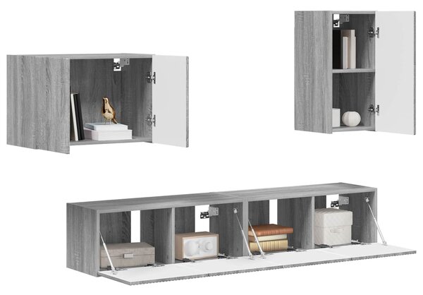 VidaXL TV falit kabinet szett 4 pcs Szürke Sonoma Faanyag