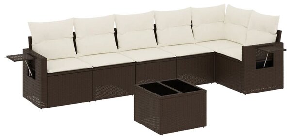 VidaXL 7 részes barna polyrattan kerti ülőgarnitúra párnákkal