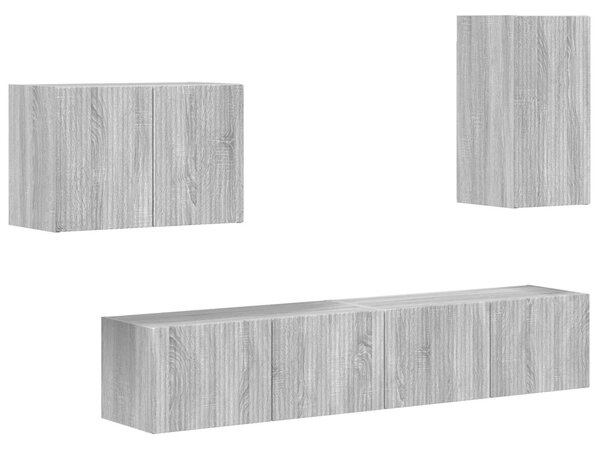 VidaXL TV falit kabinet szett 4 pcs Szürke Sonoma Faanyag