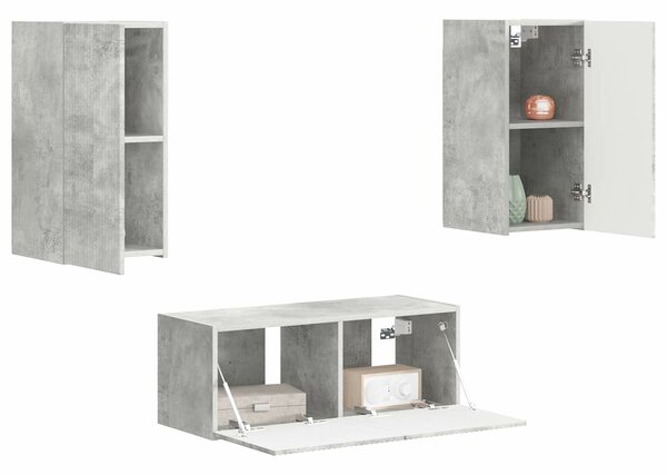 VidaXL TV szekrény garnitúra 2 pcs Beton Szürke Faanyag