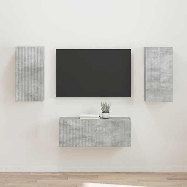 VidaXL TV szekrény garnitúra 2 pcs Beton Szürke Faanyag