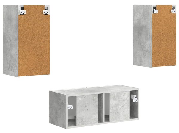 VidaXL TV szekrény garnitúra 2 pcs Beton Szürke Faanyag