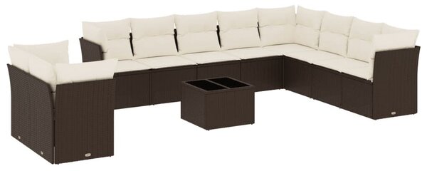 VidaXL 11 részes barna polyrattan kerti ülőgarnitúra párnákkal