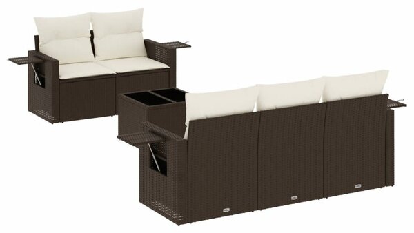 VidaXL 6 részes barna polyrattan kerti ülőgarnitúra párnával