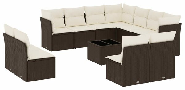 VidaXL 12 részes barna polyrattan kerti ülőgarnitúra párnákkal