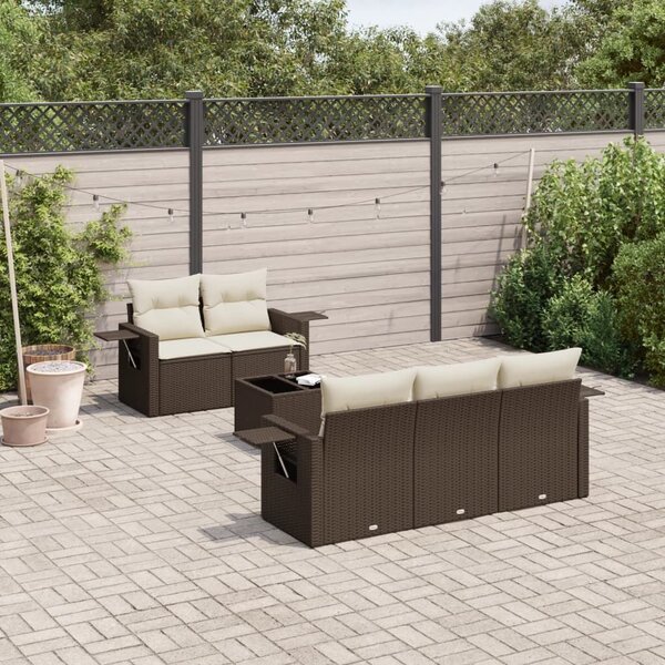 VidaXL 6 részes barna polyrattan kerti ülőgarnitúra párnával