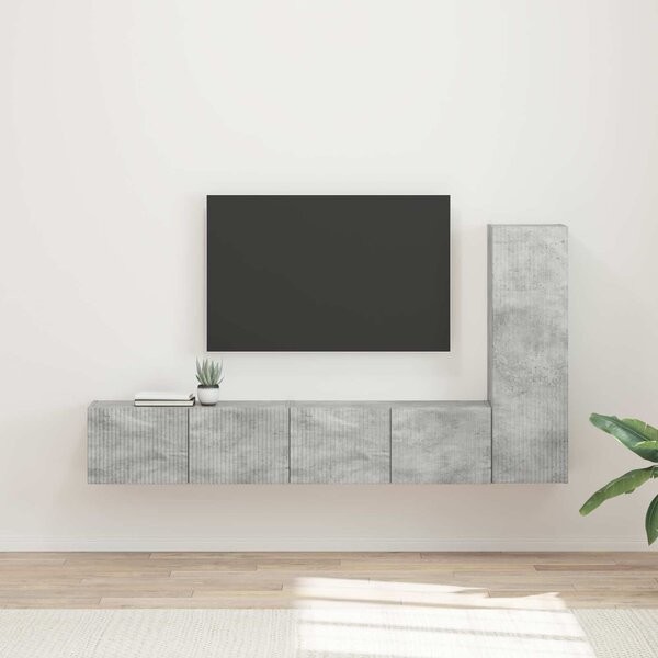 VidaXL TV szekrény garnitúra 3 pcs Beton Szürke Faanyag
