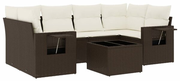 VidaXL 7 részes barna polyrattan kerti ülőgarnitúra párnákkal