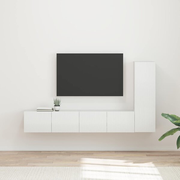 VidaXL TV szekrény garnitúra 3 pcs Magas Fényű Fehér Faanyag