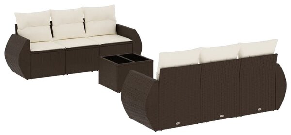 VidaXL 7 részes barna polyrattan kerti ülőgarnitúra párnákkal