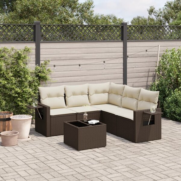 VidaXL 6 részes barna polyrattan kerti ülőgarnitúra párnával