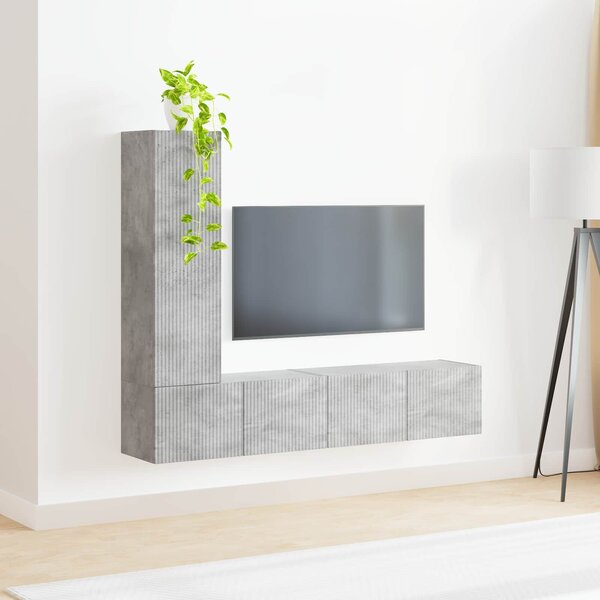 VidaXL TV szekrény garnitúra 3 pcs Beton Szürke Faanyag
