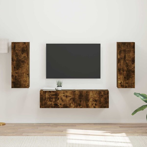 VidaXL TV szekrény garnitúra 2 pcs Füstölt tölgy Faanyag
