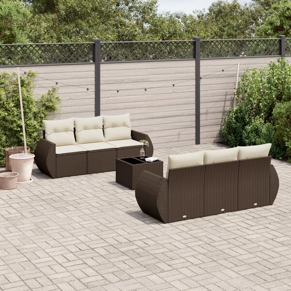 VidaXL 7 részes barna polyrattan kerti ülőgarnitúra párnákkal