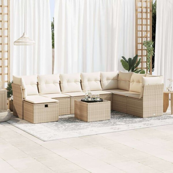 VidaXL Polyrattan Kerti Ülőgarnitúra - 9 részes - Bézs