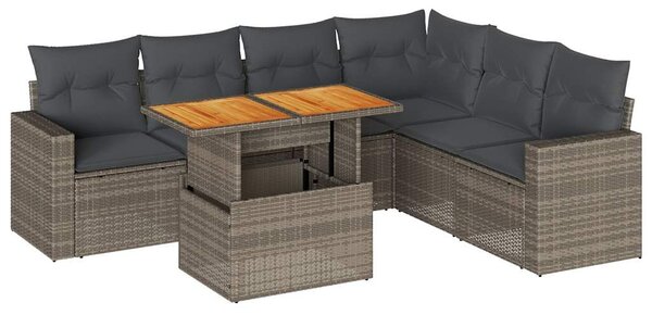 VidaXL Polyrattan Kerti Ülőgarnitúra - 7 részes - Szürke