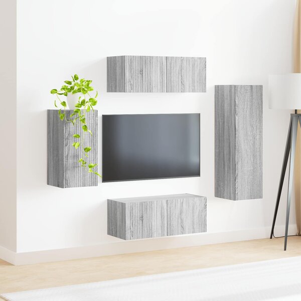 VidaXL TV szekrény garnitúra 4 pcs Szürke Sonoma Faanyag