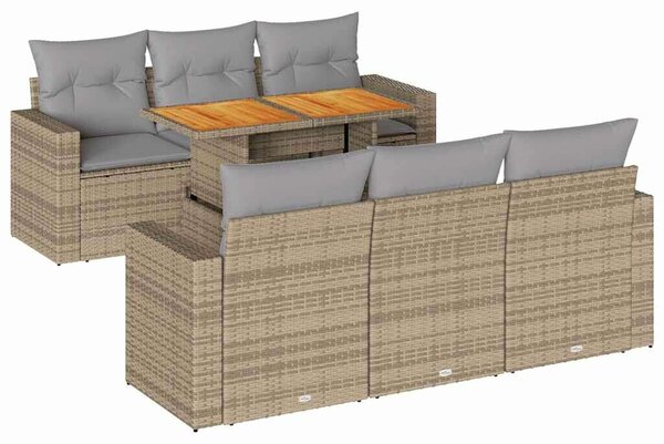 VidaXL Polyrattan Kerti Ülőgarnitúra - 7 részes - Bézs