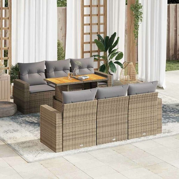 VidaXL Polyrattan Kerti Ülőgarnitúra - 7 részes - Bézs