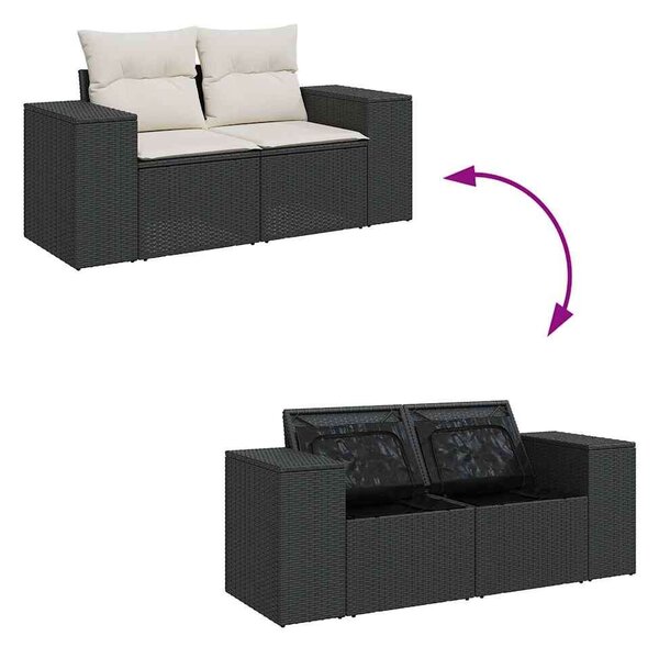 VidaXL 7 részes Kerti Ülőgarnitúra - Fekete Polyrattan