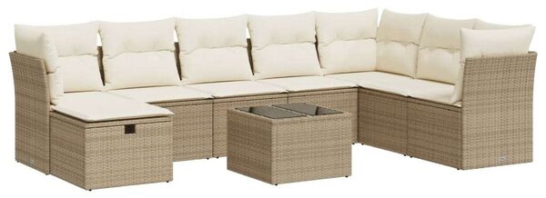 VidaXL Polyrattan Kerti Ülőgarnitúra - 9 részes - Bézs