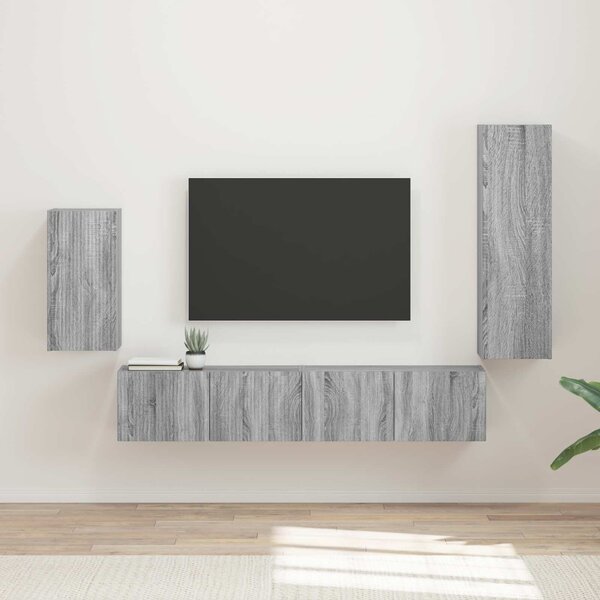 VidaXL TV szekrény garnitúra 4 pcs Szürke Sonoma Faanyag