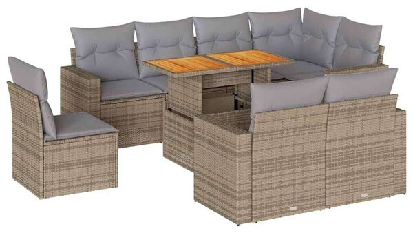 VidaXL Polyrattan Kerti Ülőgarnitúra - 9 részes - Bézs