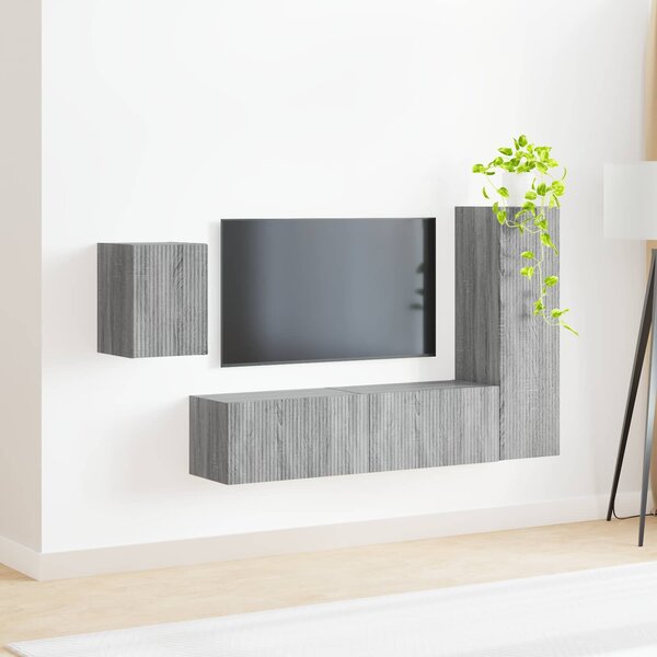 VidaXL TV szekrény garnitúra 4 pcs Szürke Sonoma Faanyag