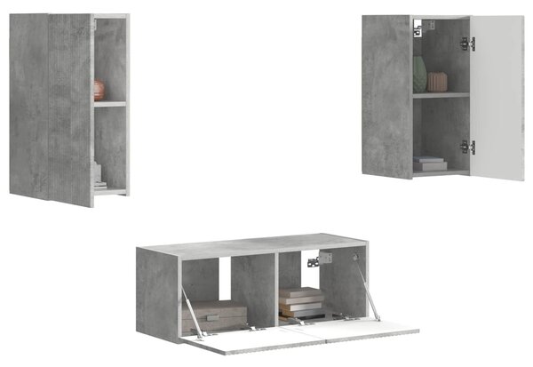 VidaXL TV szekrény garnitúra 6 pcs Beton Szürke Faanyag