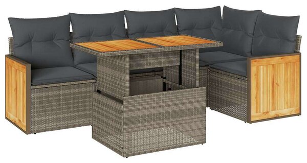 VidaXL Polyrattan Kerti Ülőgarnitúra - 6 részes, Szürke