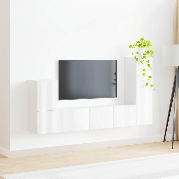VidaXL TV szekrény garnitúra Falra szerelhető 3 pcs Fehér Faanyag