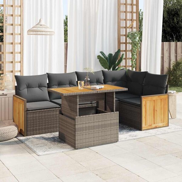 VidaXL Polyrattan Kerti Ülőgarnitúra - 6 részes, Szürke