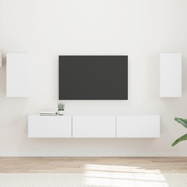 VidaXL TV szekrény garnitúra Falra szerelhető 5 pcs Fehér Faanyag