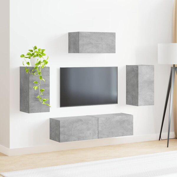VidaXL TV szekrény garnitúra 5 pcs Beton Szürke Faanyag