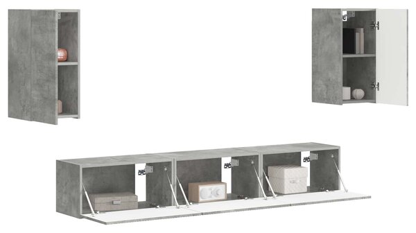 VidaXL TV szekrény garnitúra 5 pcs Beton Szürke Faanyag