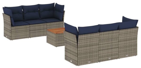 VidaXL 7 részes szürke polyrattan kerti ülőgarnitúra párnákkal
