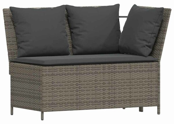 VidaXL 4 részes szürke polyrattan kerti étkezőszett párnával