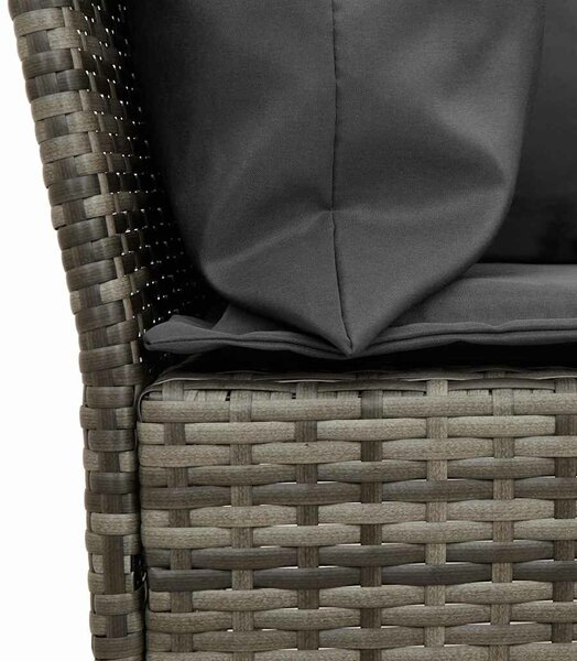 VidaXL 4 részes szürke polyrattan kerti étkezőszett párnával