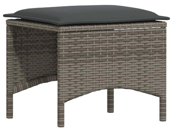 VidaXL 4 részes szürke polyrattan kerti étkezőszett párnával